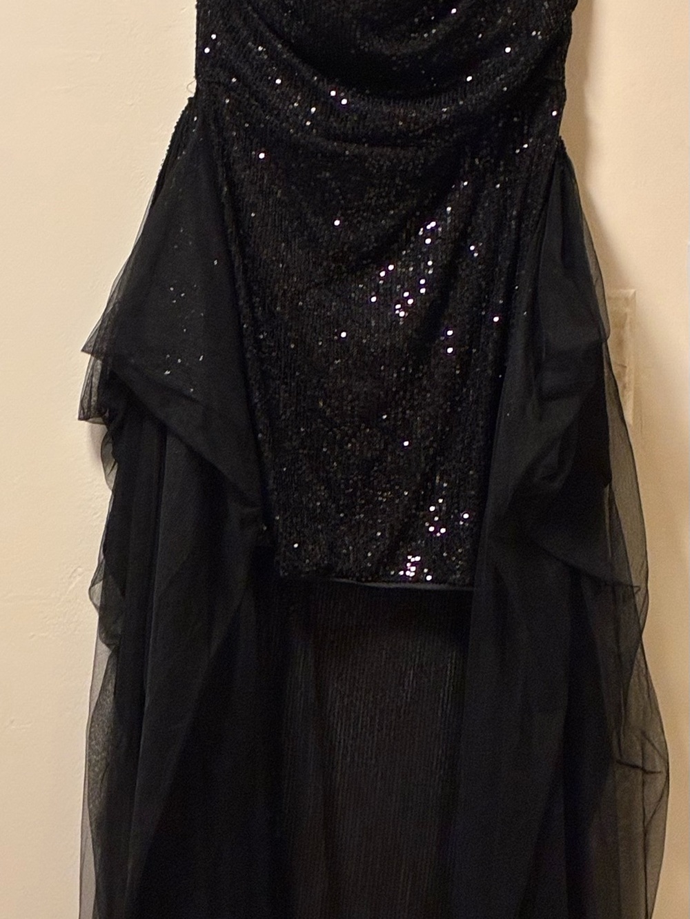 Fashion Nova Black Sequin High-Low Tulle Skirt